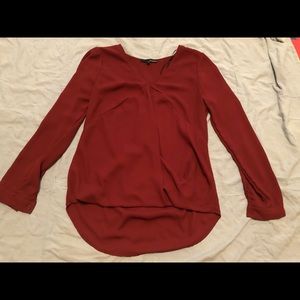 Ro & De Women Red Hi-Lo Long‎ Sleeve Blouse in Size Small